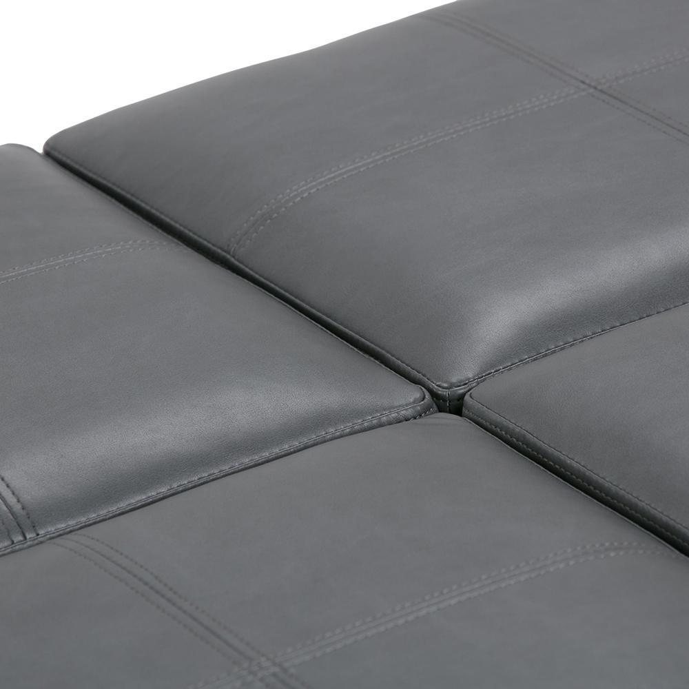 Stone Grey Vegan Leather | Avalon Vegan Leather Square Coffee Table Storage Ottoman