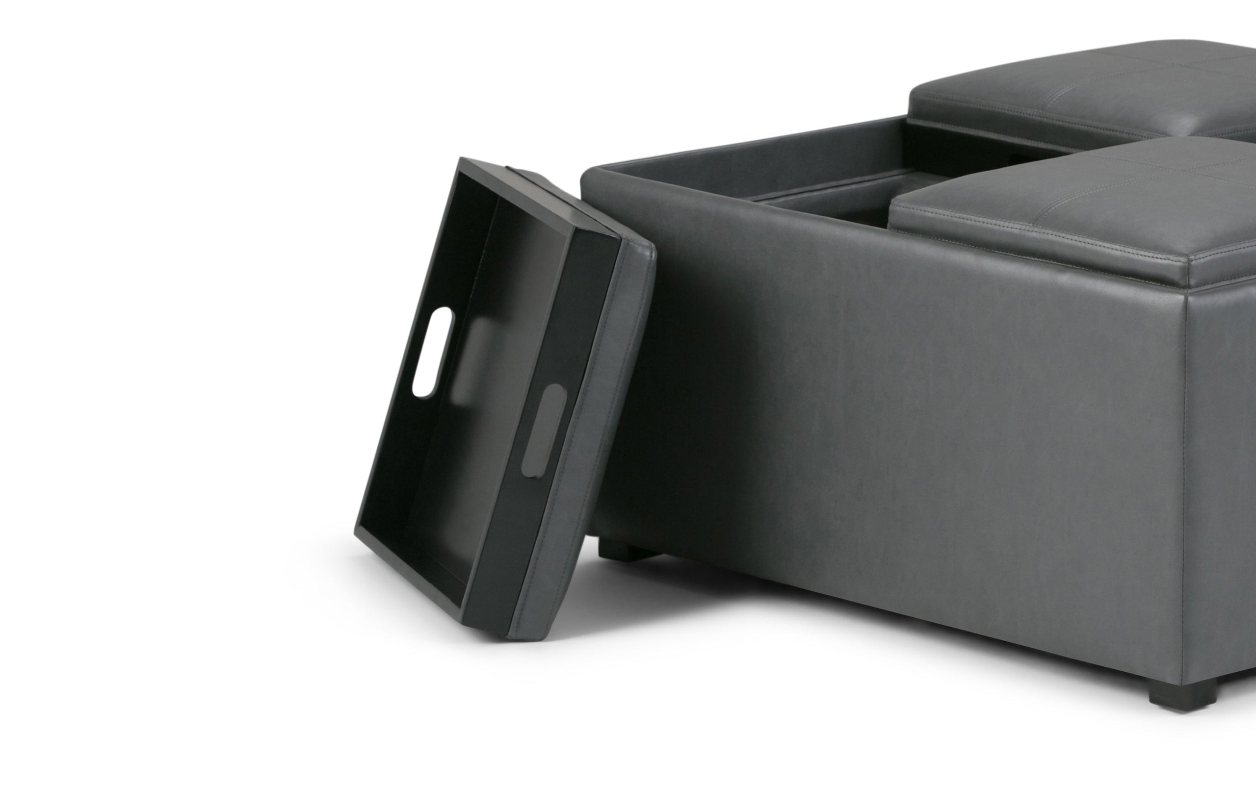 Stone Grey Vegan Leather | Avalon Table Ottoman in Vegan Leather