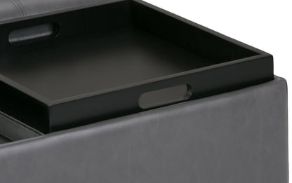 Stone Grey Vegan Leather | Avalon Table Ottoman in Vegan Leather