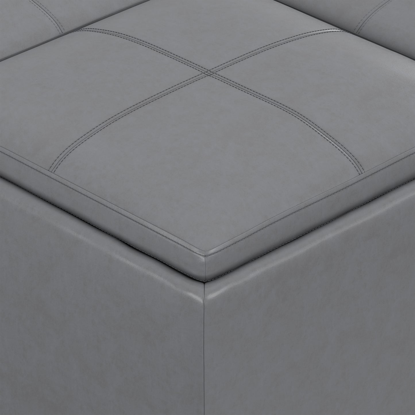Stone Grey Vegan Leather | Avalon Table Ottoman in Vegan Leather