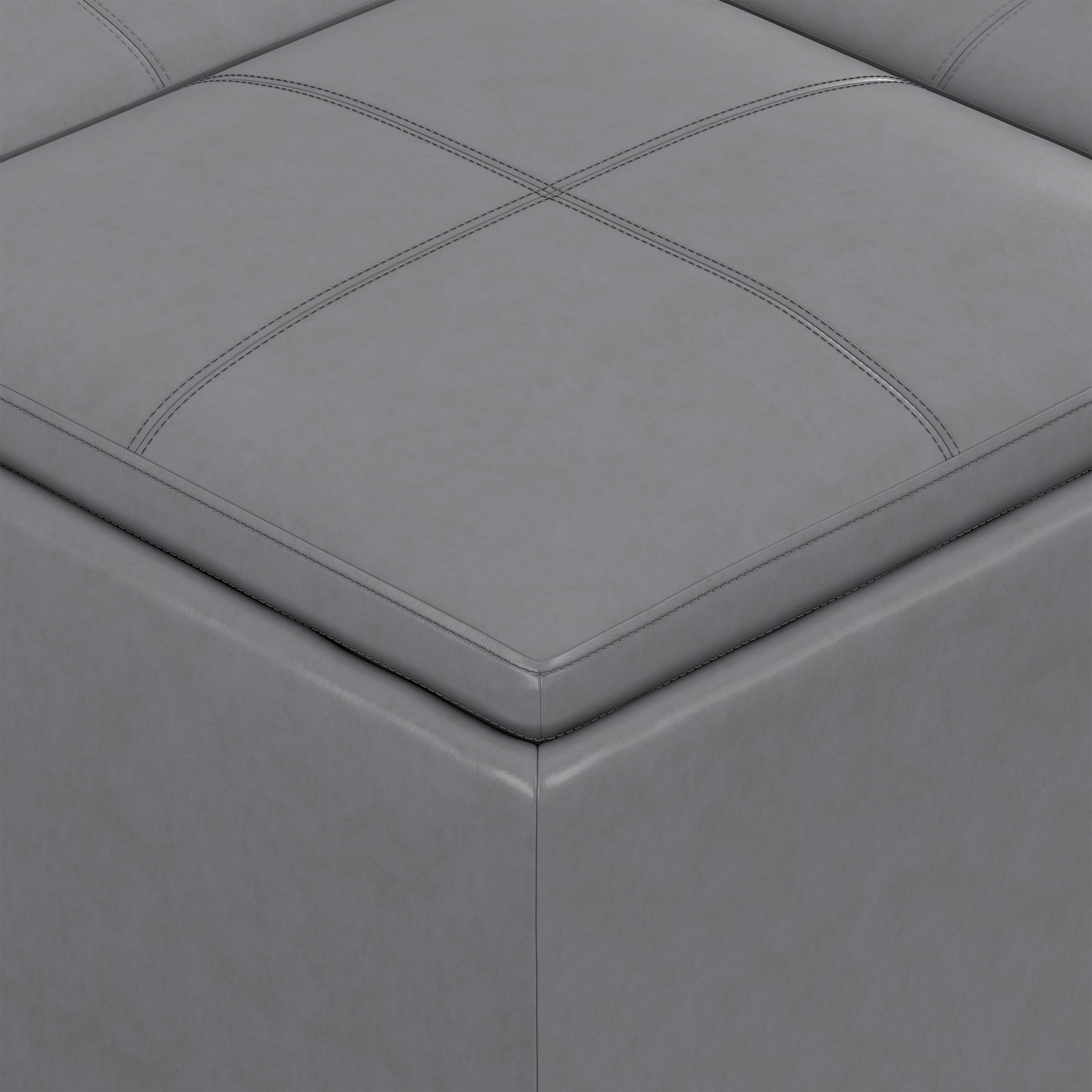 Stone Grey Vegan Leather | Avalon Table Ottoman in Vegan Leather