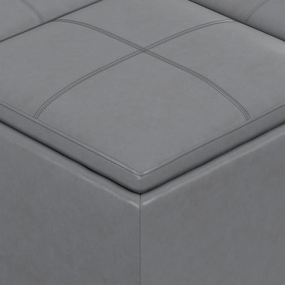 Stone Grey Vegan Leather | Avalon Table Ottoman in Vegan Leather