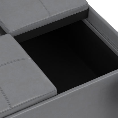 Stone Grey Vegan Leather | Avalon Table Ottoman in Vegan Leather
