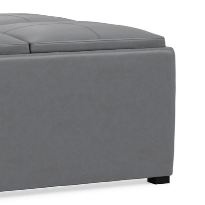 Stone Grey Vegan Leather | Avalon Table Ottoman in Vegan Leather