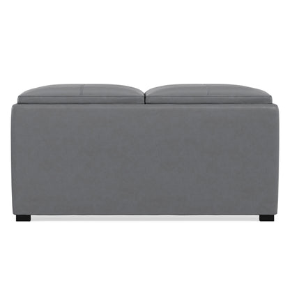 Stone Grey Vegan Leather | Avalon Table Ottoman in Vegan Leather
