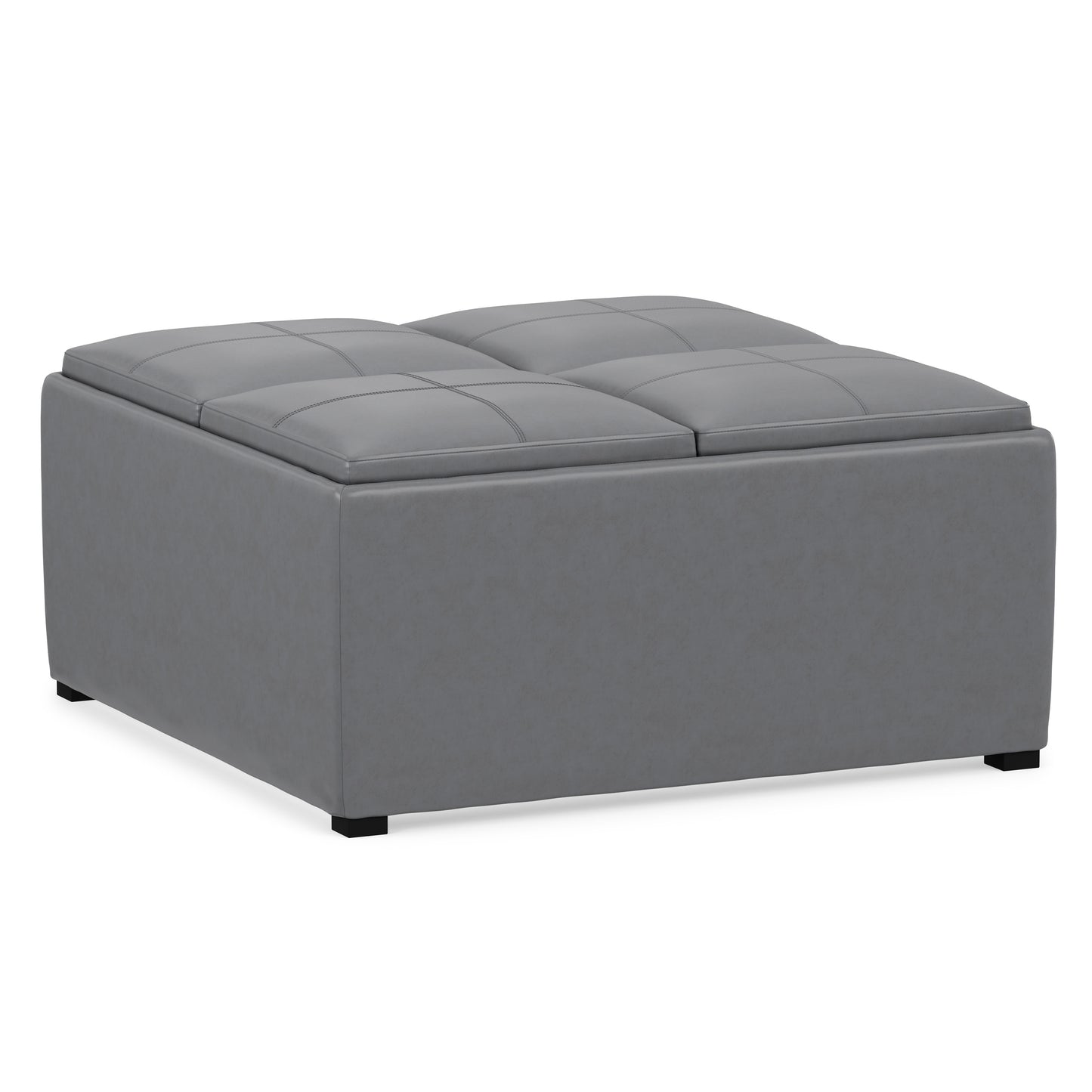 Stone Grey Vegan Leather | Avalon Table Ottoman in Vegan Leather