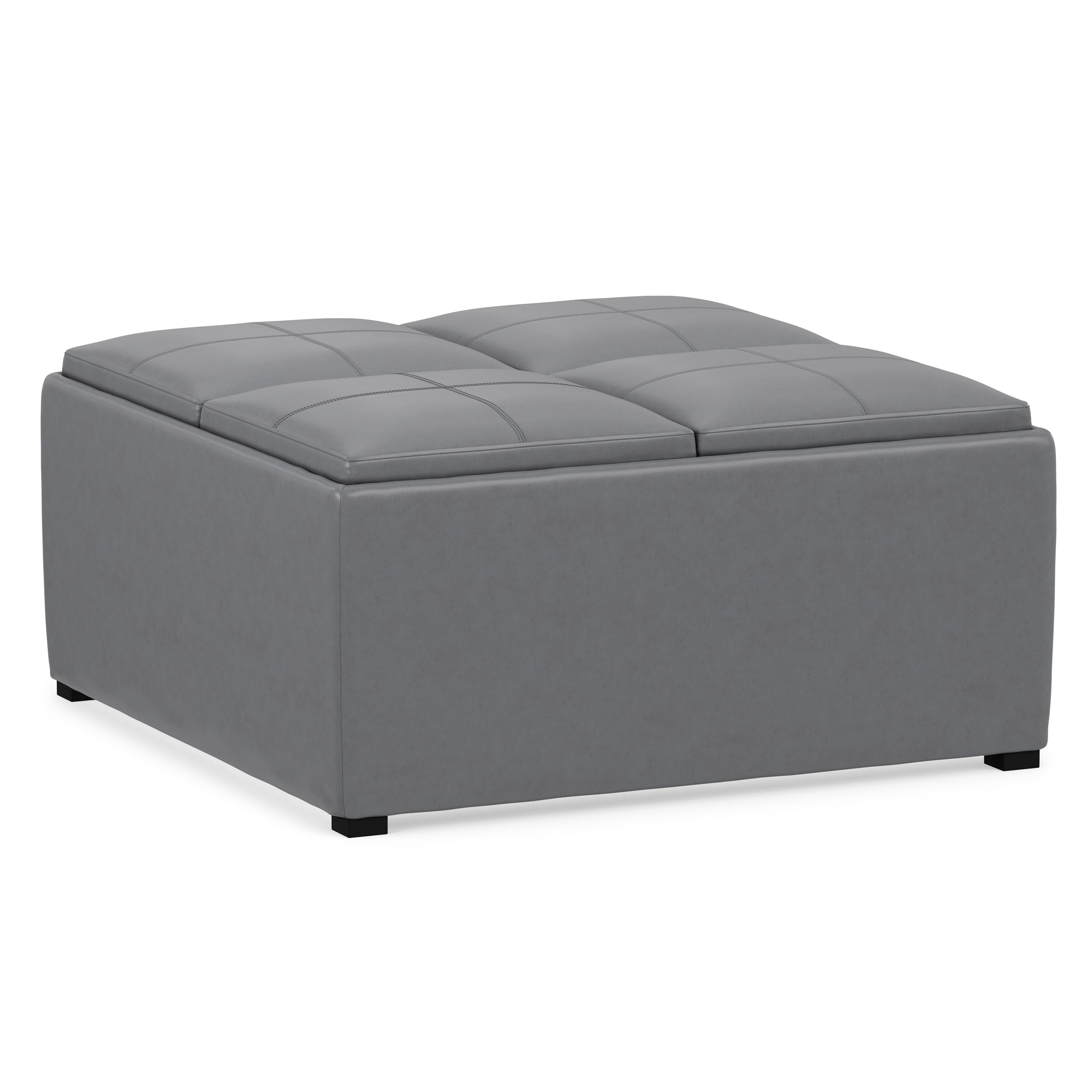 Stone Grey Vegan Leather | Avalon Table Ottoman in Vegan Leather