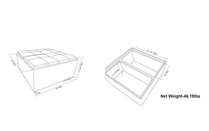 Stone Grey Vegan Leather | Avalon Table Ottoman in Vegan Leather