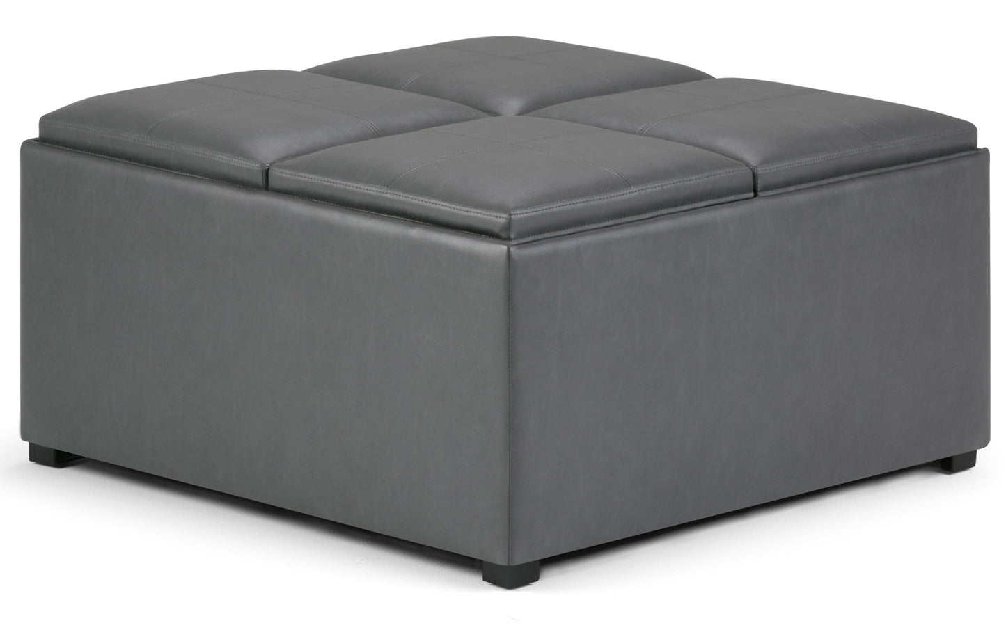 Stone Grey Vegan Leather | Avalon Table Ottoman in Vegan Leather