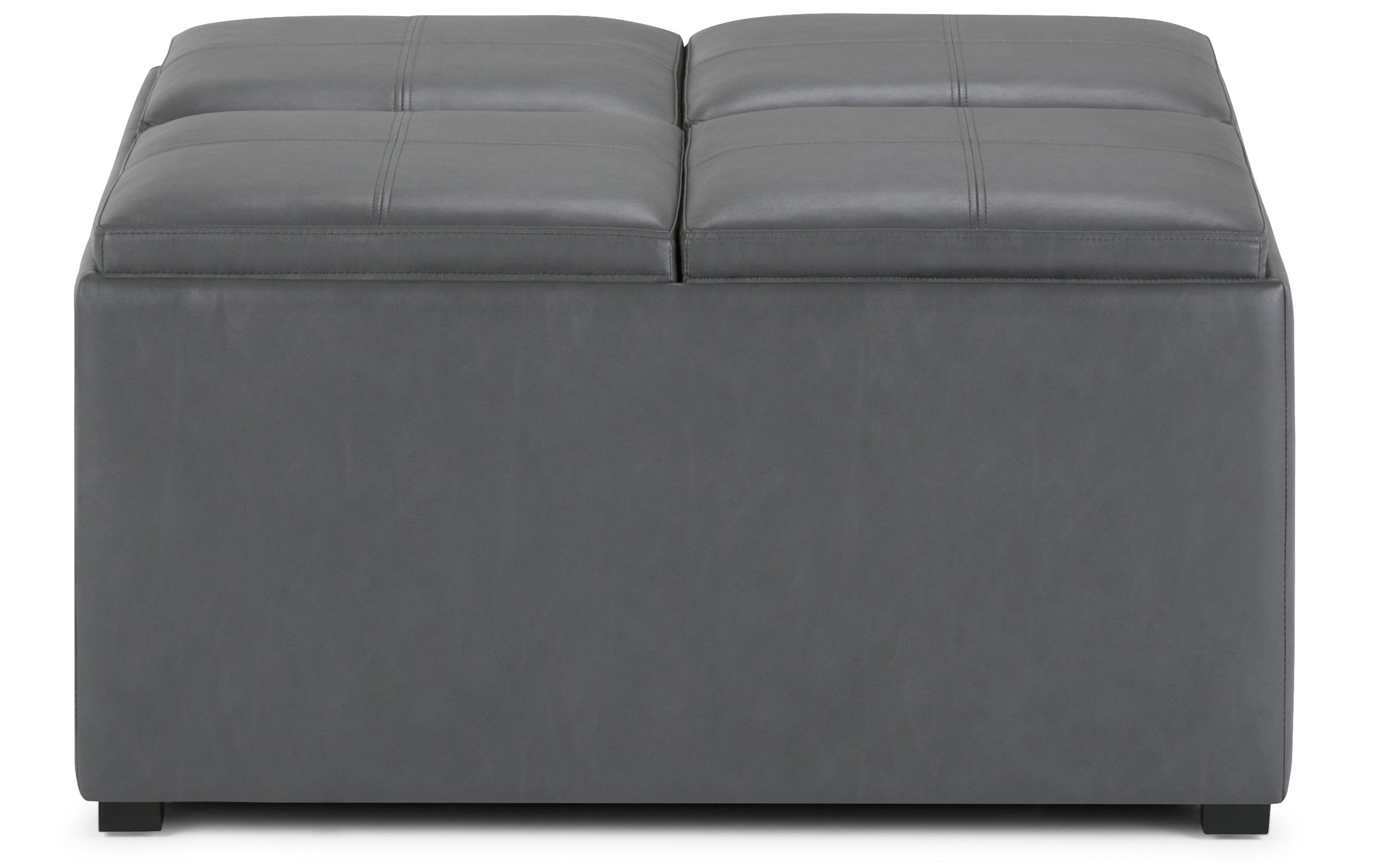 Stone Grey Vegan Leather | Avalon Table Ottoman in Vegan Leather
