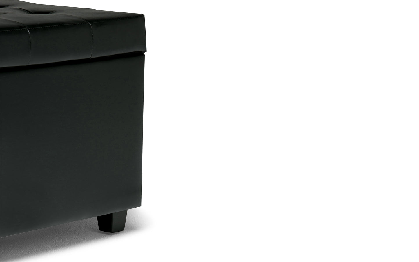 Midnight Black Vegan Leather | Cosmopolitan Vegan Leather Storage Ottoman