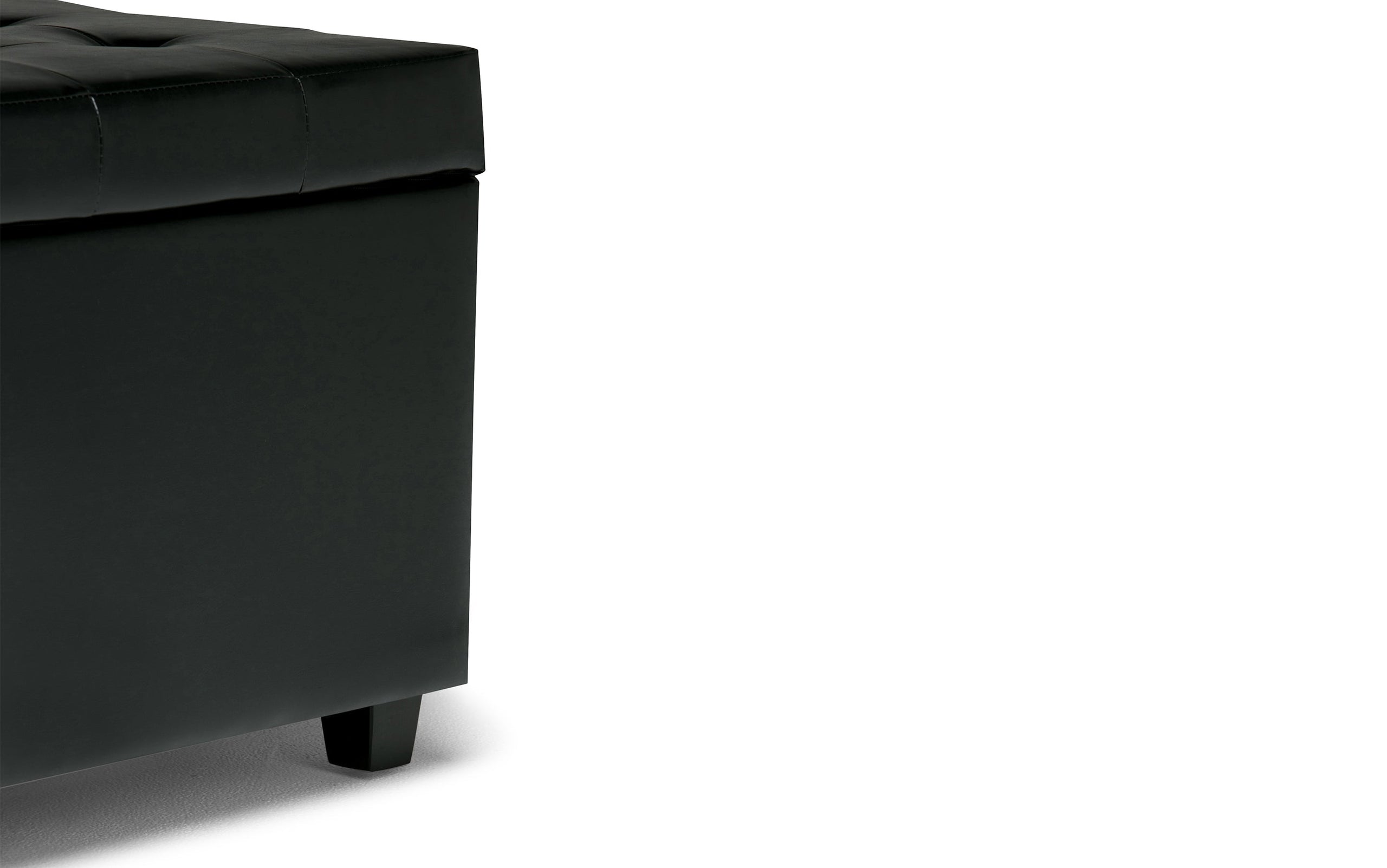 Midnight Black Vegan Leather | Cosmopolitan Vegan Leather Storage Ottoman