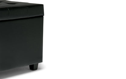 Midnight Black Vegan Leather | Cosmopolitan Vegan Leather Storage Ottoman