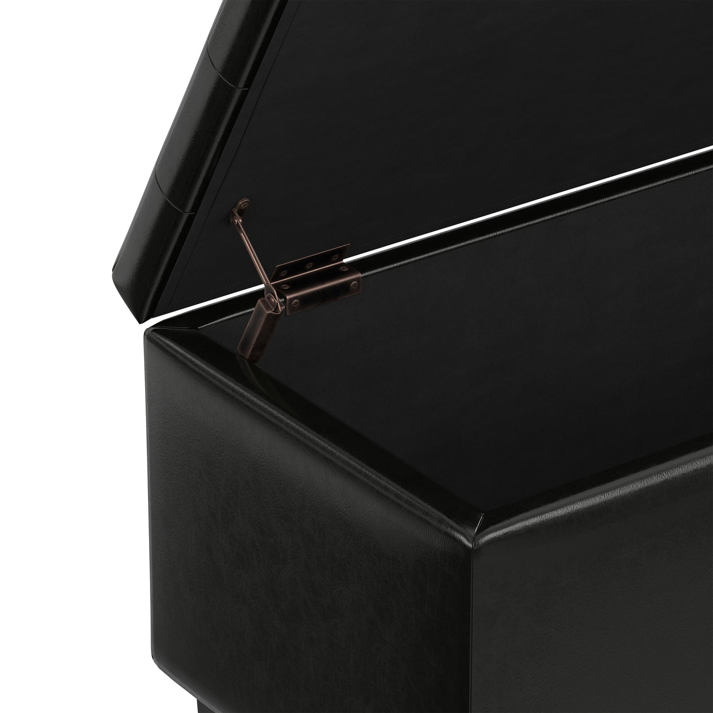 Midnight Black Vegan Leather | Cosmopolitan Storage Ottoman in Vegan Leather