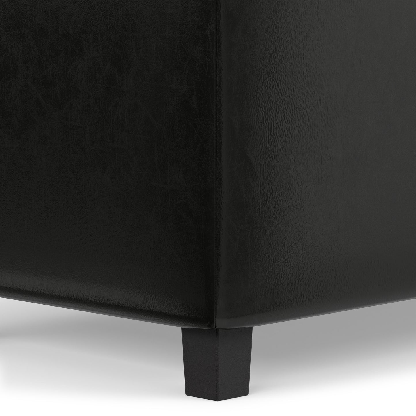 Midnight Black Vegan Leather | Cosmopolitan Storage Ottoman in Vegan Leather