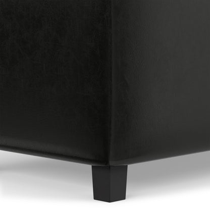 Midnight Black Vegan Leather | Cosmopolitan Storage Ottoman in Vegan Leather
