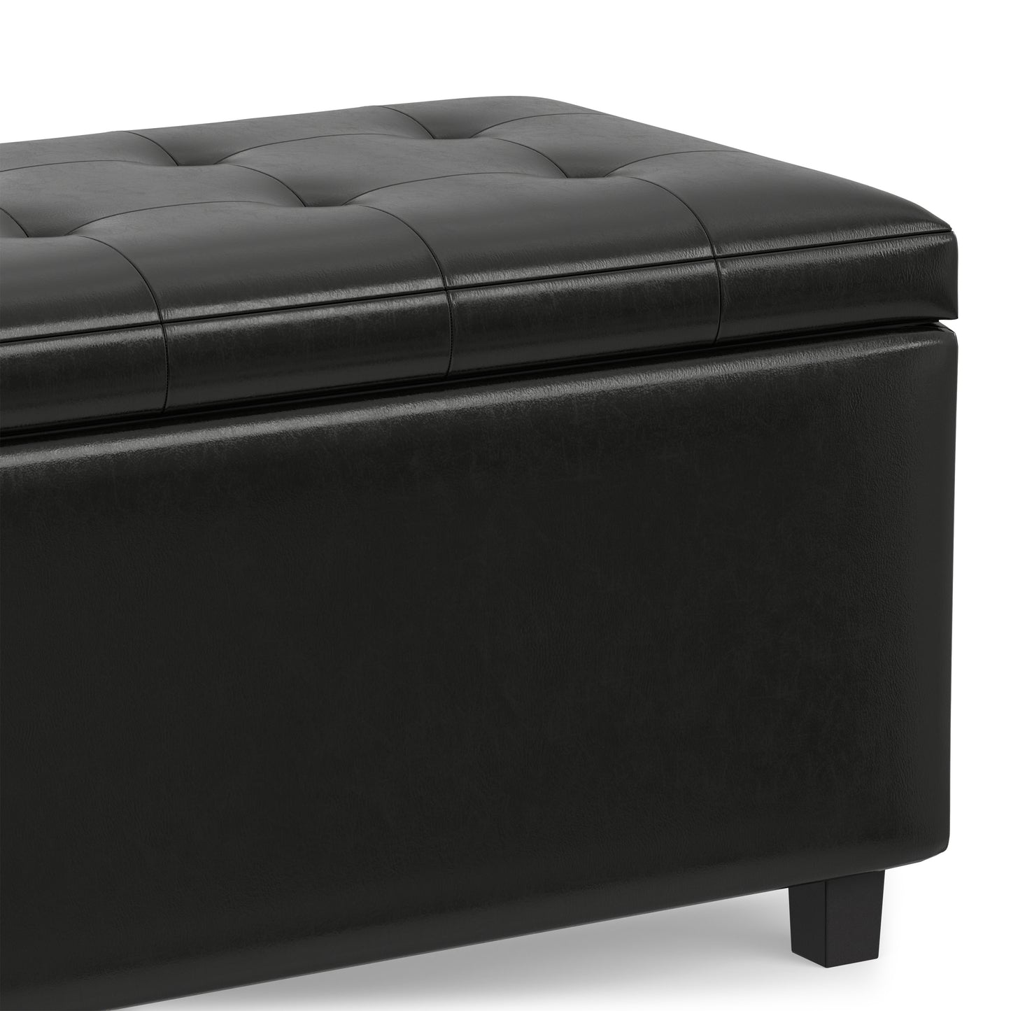 Midnight Black Vegan Leather | Cosmopolitan Storage Ottoman in Vegan Leather