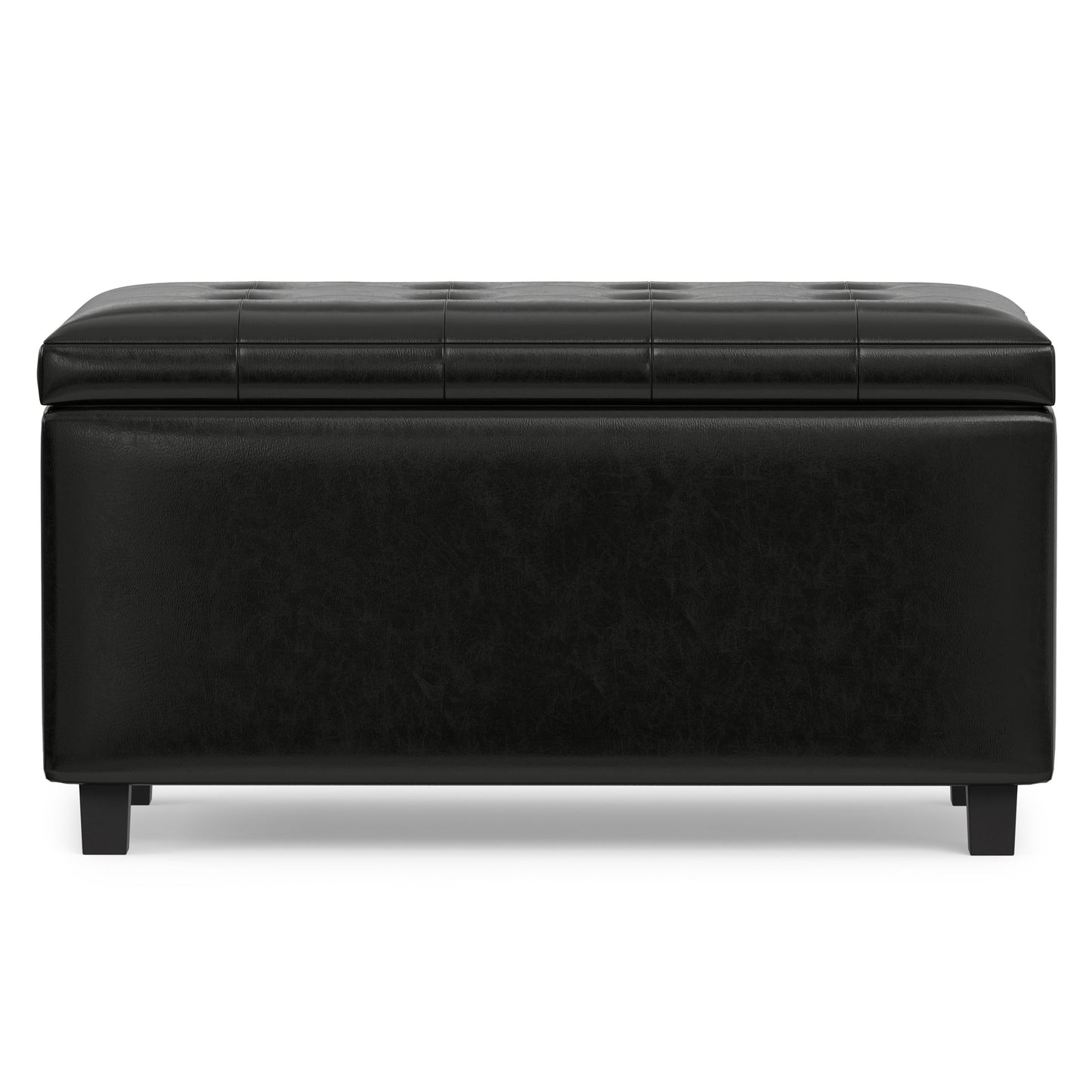 Midnight Black Vegan Leather | Cosmopolitan Storage Ottoman in Vegan Leather