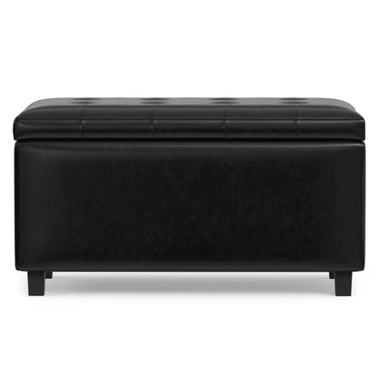 Midnight Black Vegan Leather | Cosmopolitan Storage Ottoman in Vegan Leather