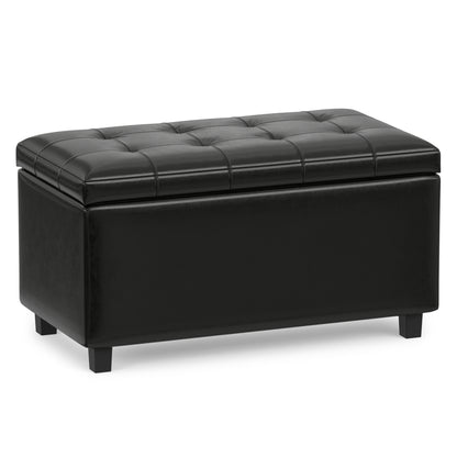 Midnight Black Vegan Leather | Cosmopolitan Storage Ottoman in Vegan Leather