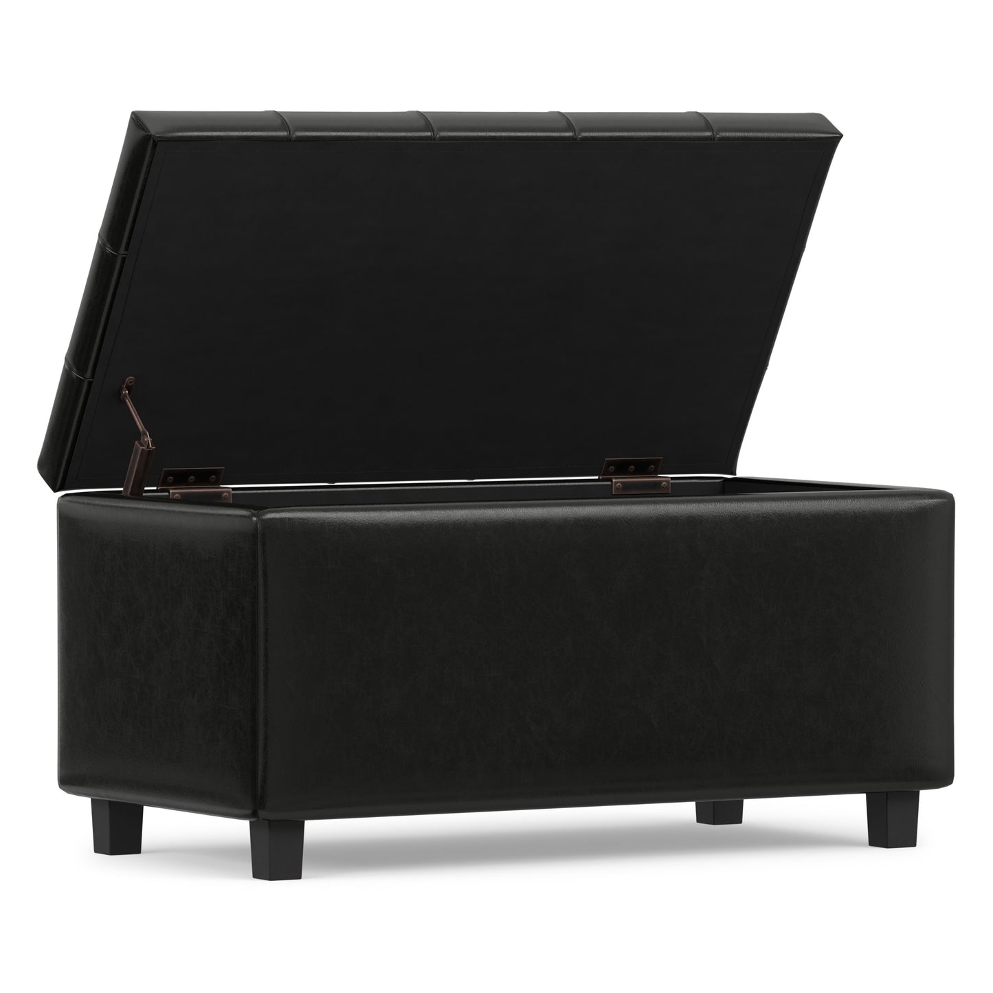 Midnight Black Vegan Leather | Cosmopolitan Storage Ottoman in Vegan Leather