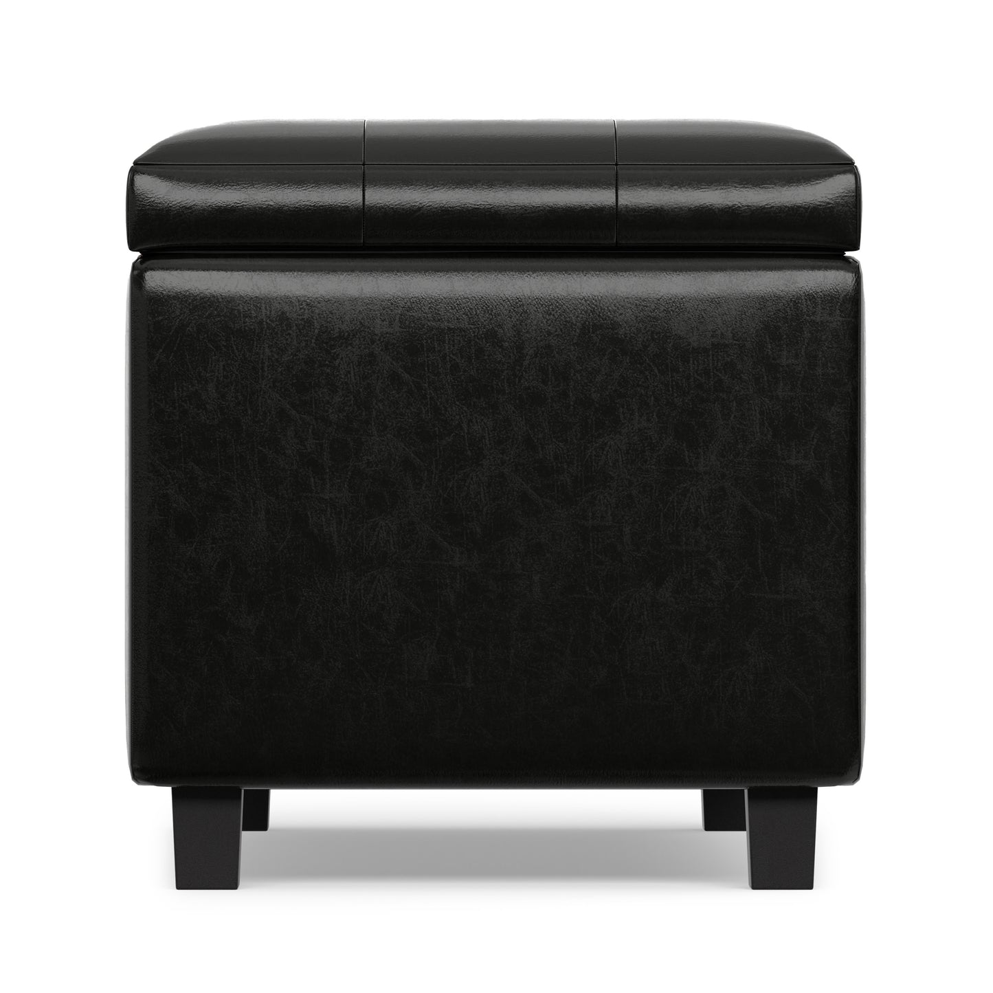 Midnight Black Vegan Leather | Cosmopolitan Storage Ottoman in Vegan Leather