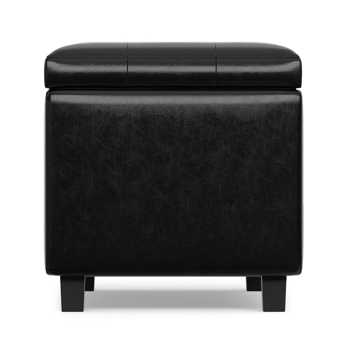 Midnight Black Vegan Leather | Cosmopolitan Storage Ottoman in Vegan Leather