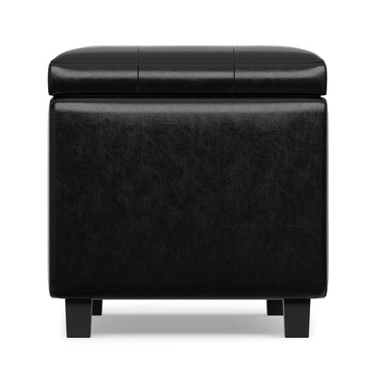 Midnight Black Vegan Leather | Cosmopolitan Storage Ottoman in Vegan Leather
