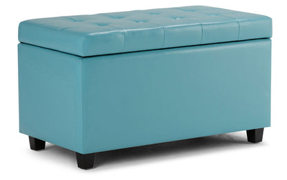 Soft Blue Vegan Leather | Cosmopolitan Vegan Leather Storage Ottoman