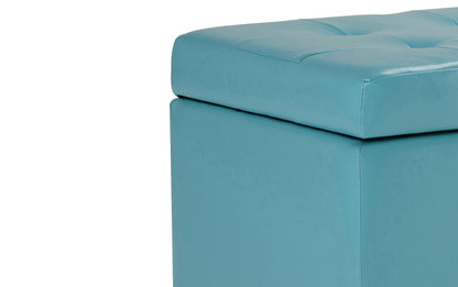Soft Blue Vegan Leather | Cosmopolitan Vegan Leather Storage Ottoman