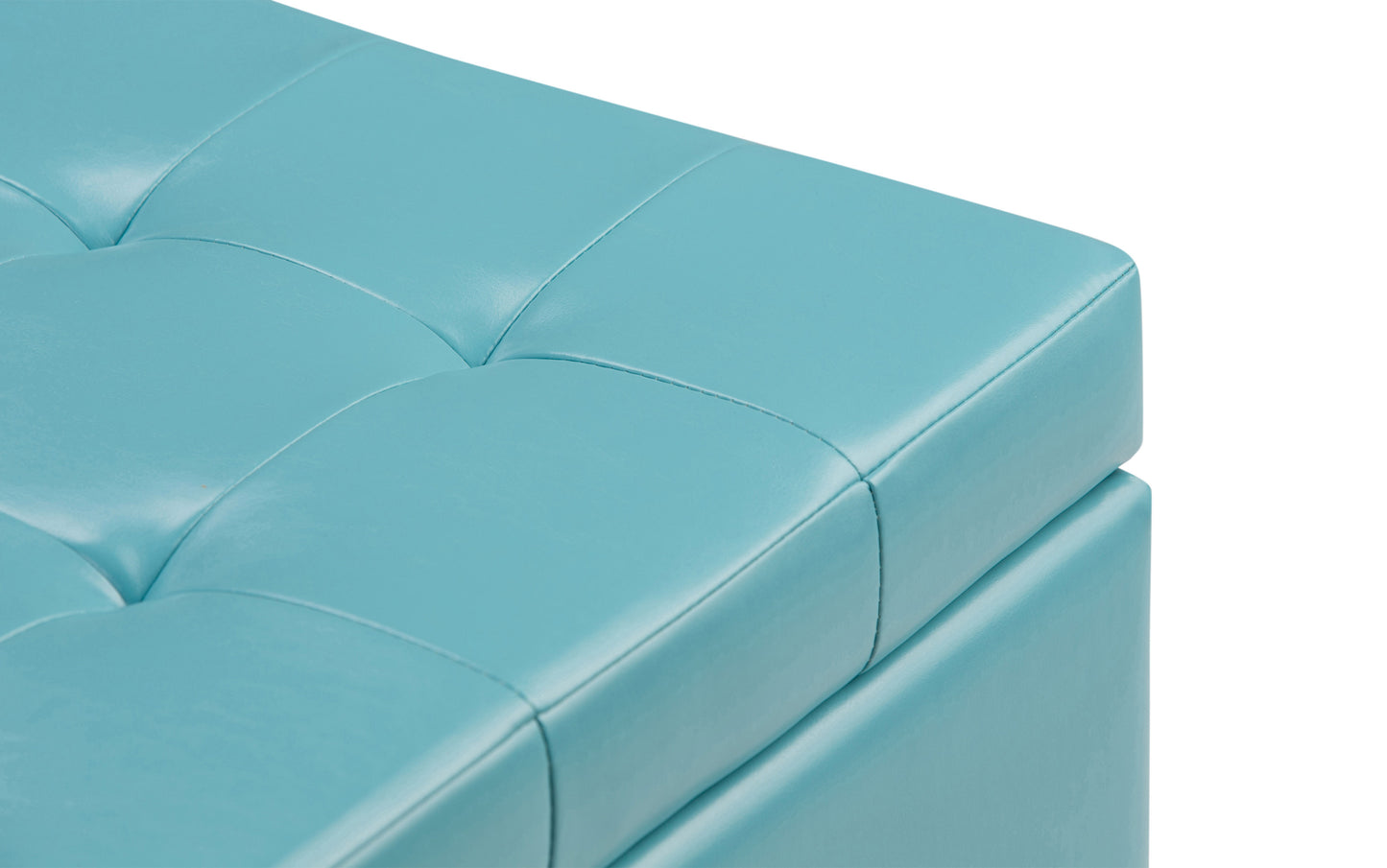 Soft Blue Vegan Leather | Cosmopolitan Vegan Leather Storage Ottoman