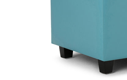 Soft Blue Vegan Leather | Cosmopolitan Vegan Leather Storage Ottoman
