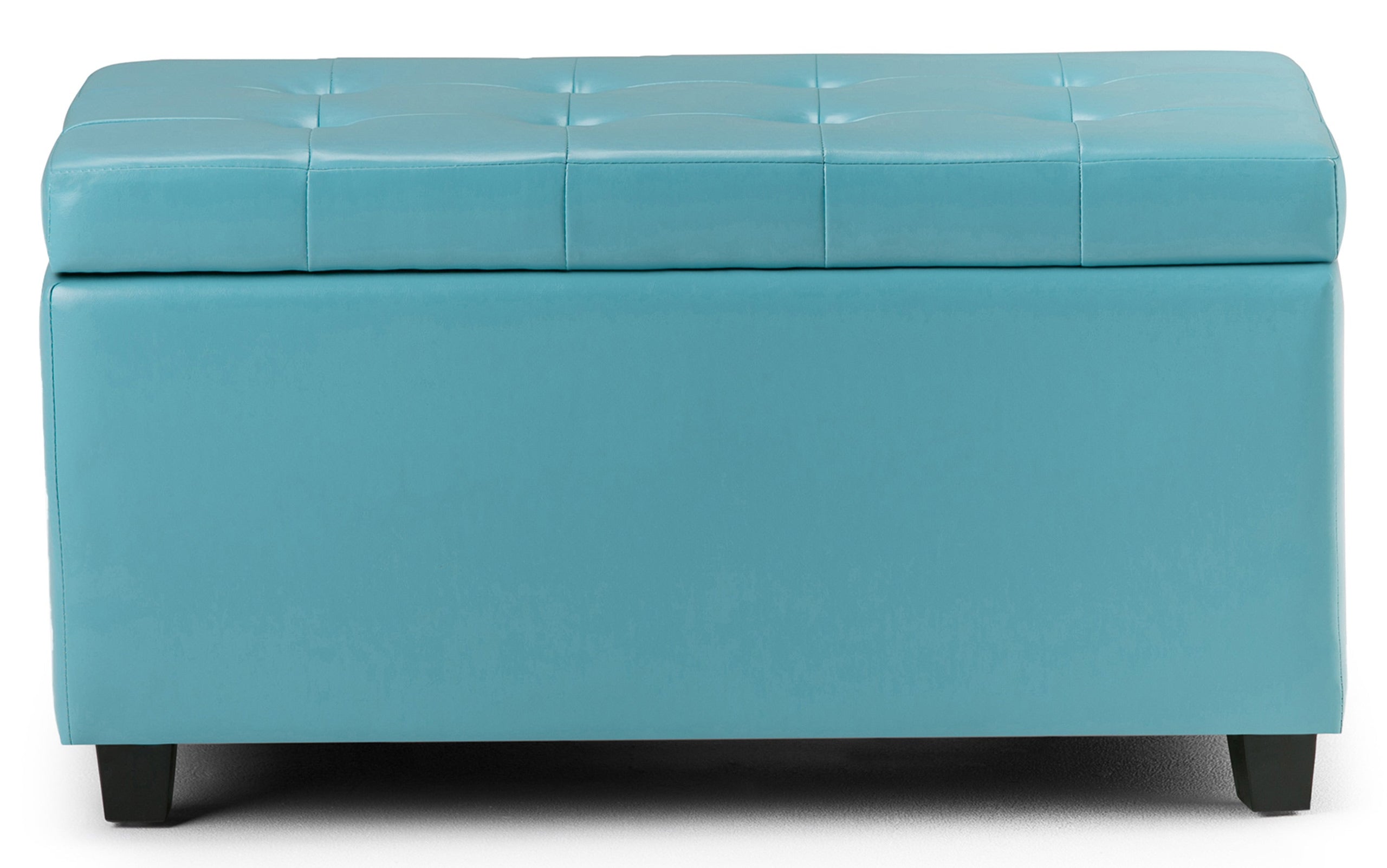 Soft Blue Vegan Leather | Cosmopolitan Vegan Leather Storage Ottoman