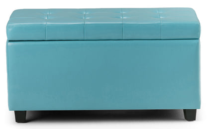 Soft Blue Vegan Leather | Cosmopolitan Vegan Leather Storage Ottoman