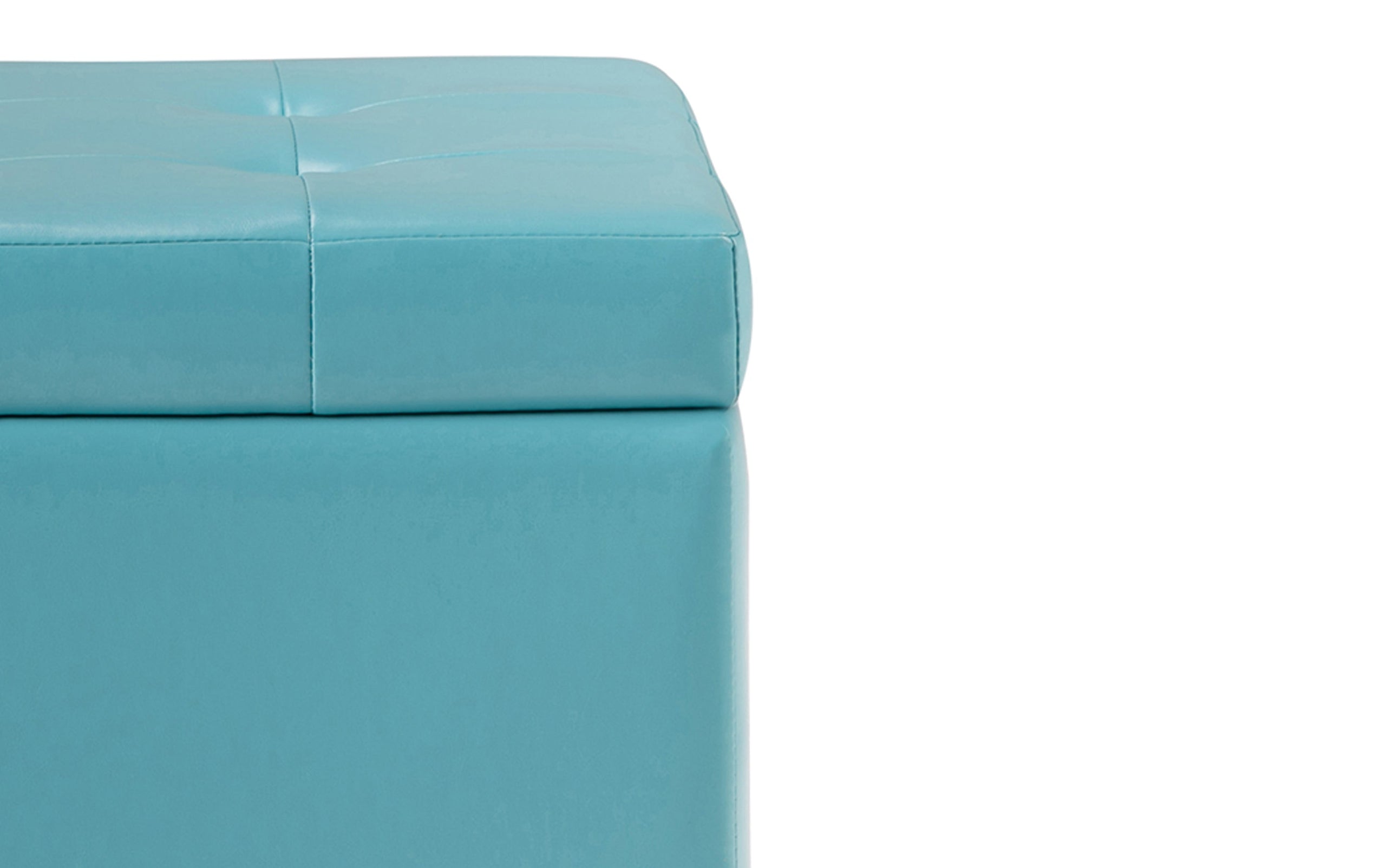 Soft Blue Vegan Leather | Cosmopolitan Vegan Leather Storage Ottoman