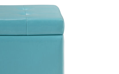 Soft Blue Vegan Leather | Cosmopolitan Vegan Leather Storage Ottoman