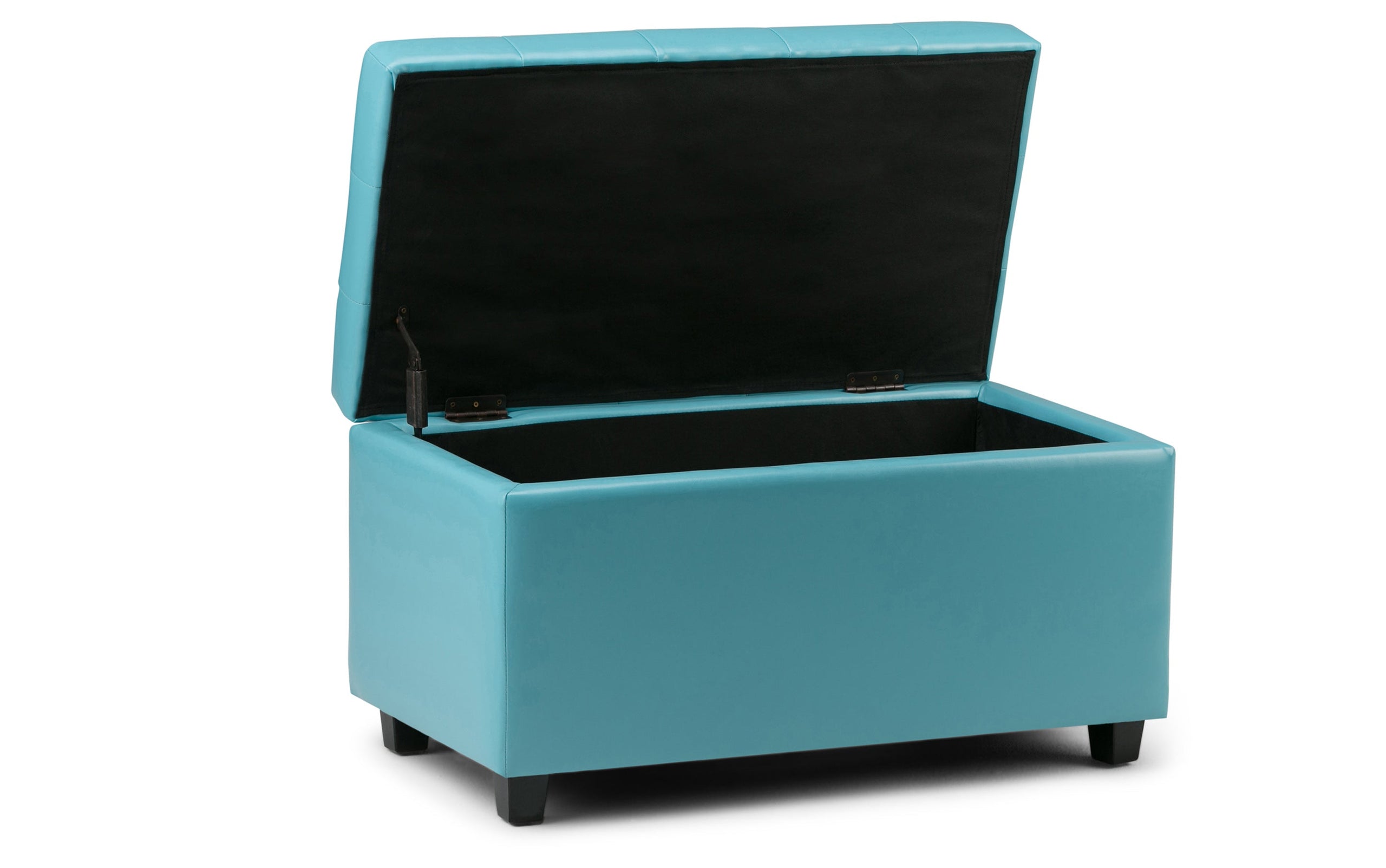 Soft Blue Vegan Leather | Cosmopolitan Vegan Leather Storage Ottoman