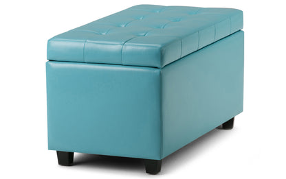 Soft Blue Vegan Leather | Cosmopolitan Vegan Leather Storage Ottoman