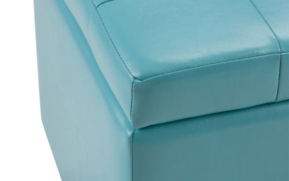 Soft Blue Vegan Leather | Cosmopolitan Vegan Leather Storage Ottoman