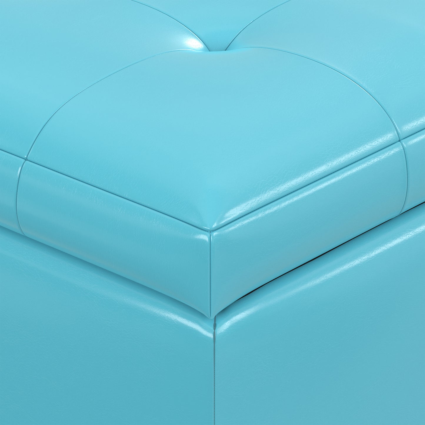 Soft Blue Vegan Leather | Cosmopolitan Storage Ottoman in Vegan Leather