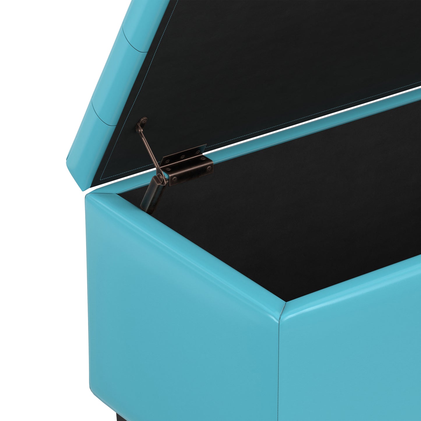 Soft Blue Vegan Leather | Cosmopolitan Storage Ottoman in Vegan Leather
