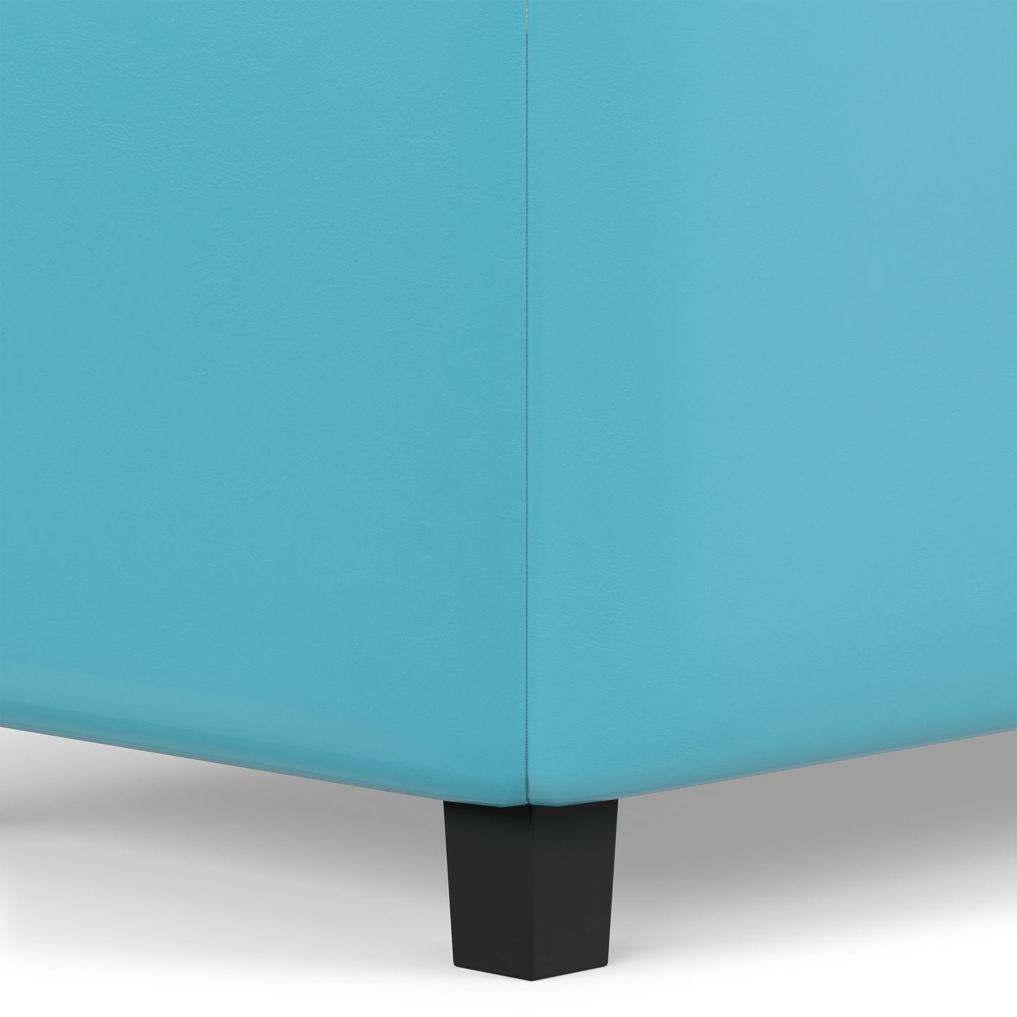 Soft Blue Vegan Leather | Cosmopolitan Storage Ottoman in Vegan Leather