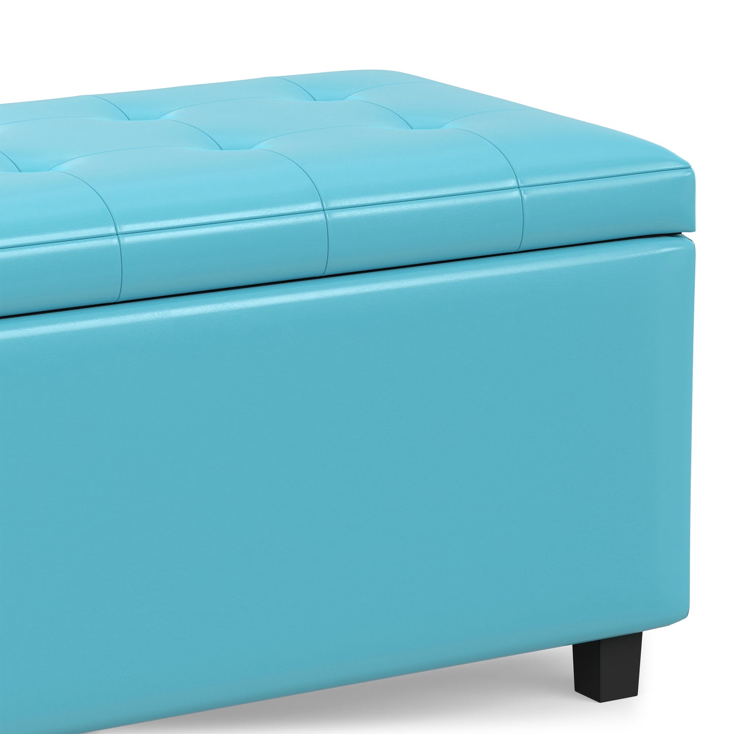 Soft Blue Vegan Leather | Cosmopolitan Storage Ottoman in Vegan Leather