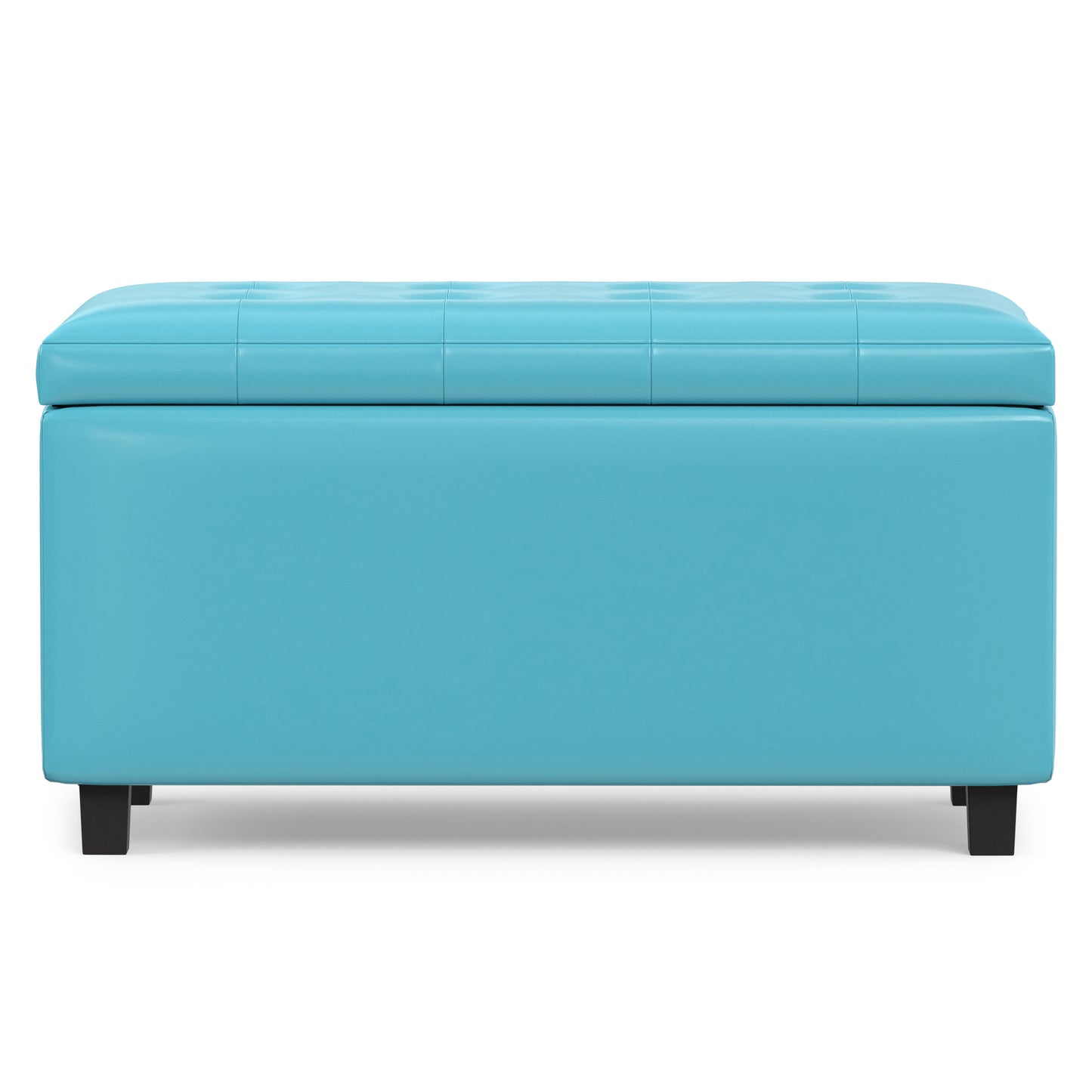 Soft Blue Vegan Leather | Cosmopolitan Storage Ottoman in Vegan Leather