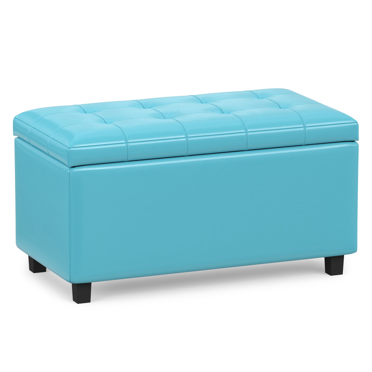 Soft Blue Vegan Leather | Cosmopolitan Storage Ottoman in Vegan Leather