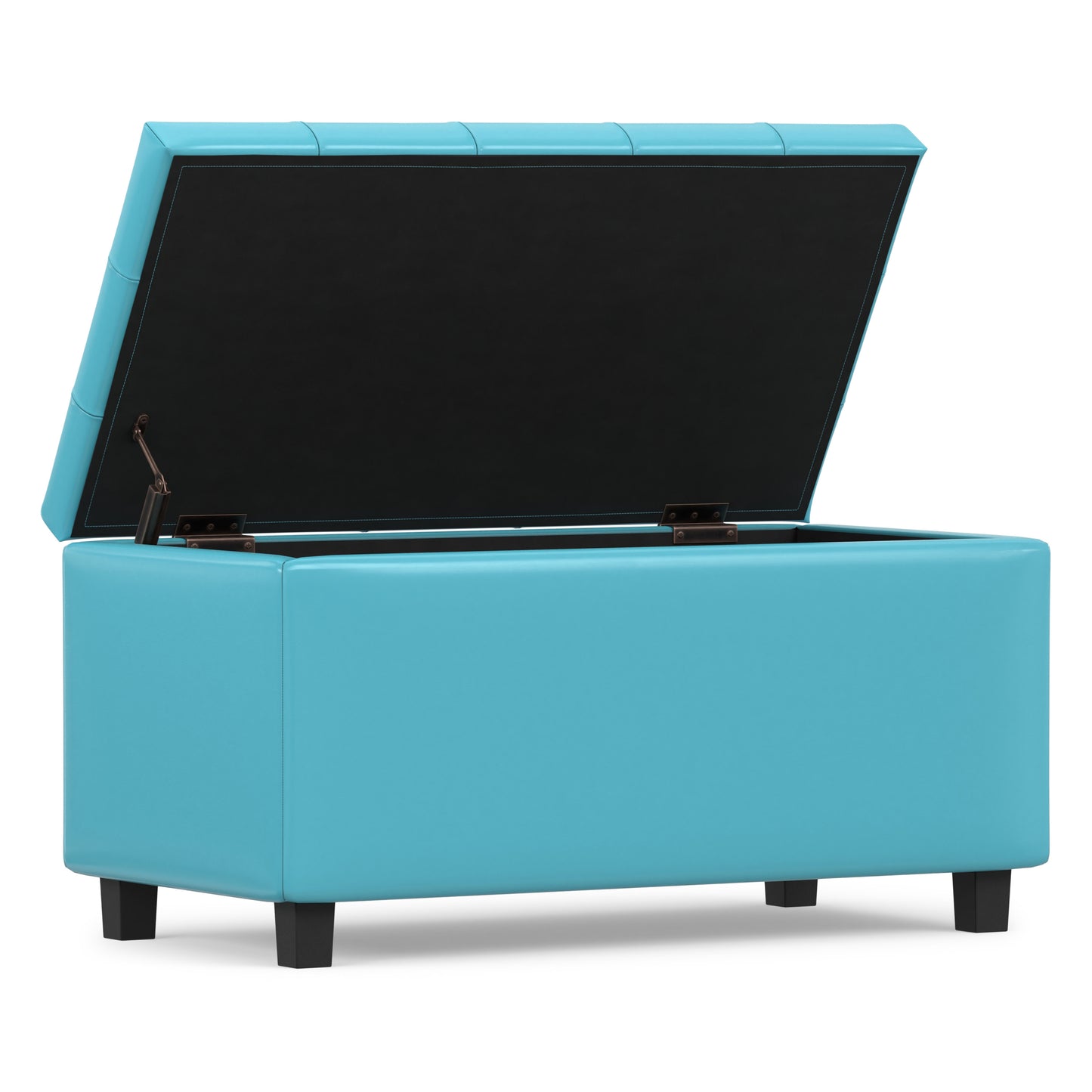 Soft Blue Vegan Leather | Cosmopolitan Storage Ottoman in Vegan Leather