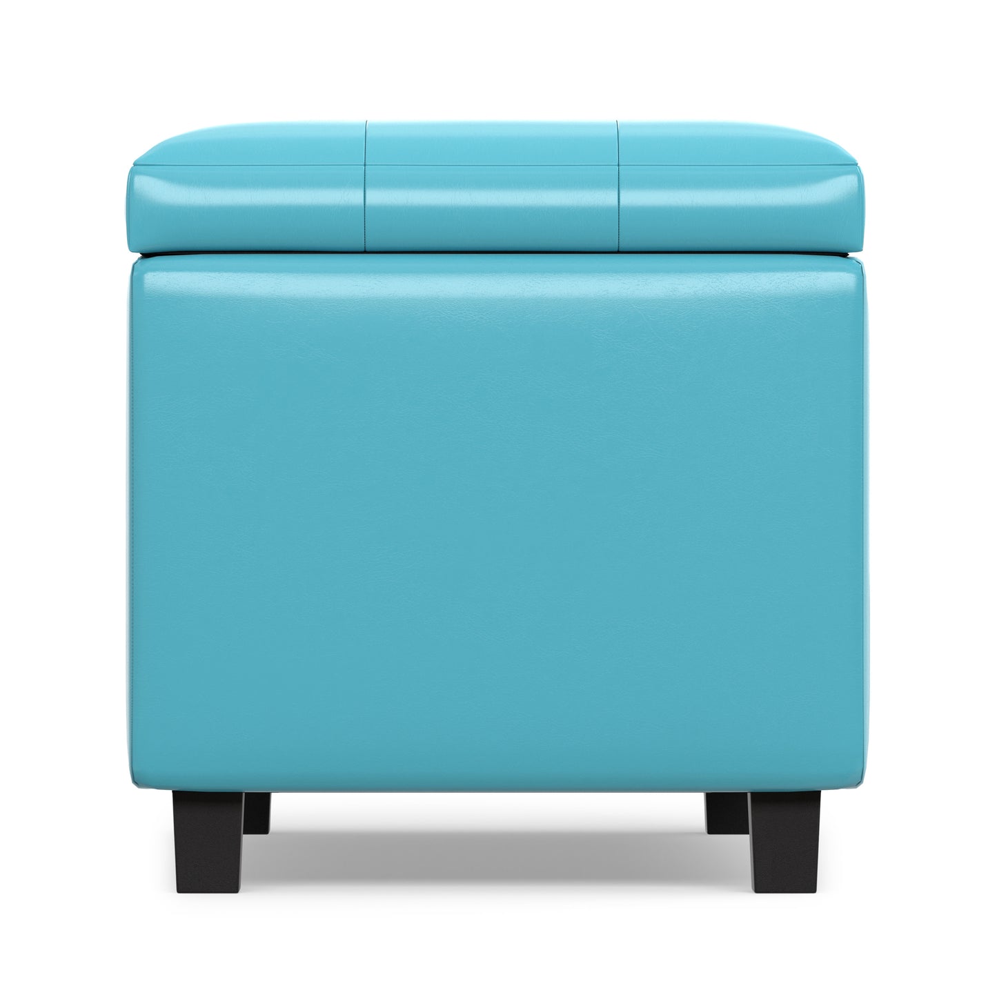 Soft Blue Vegan Leather | Cosmopolitan Storage Ottoman in Vegan Leather