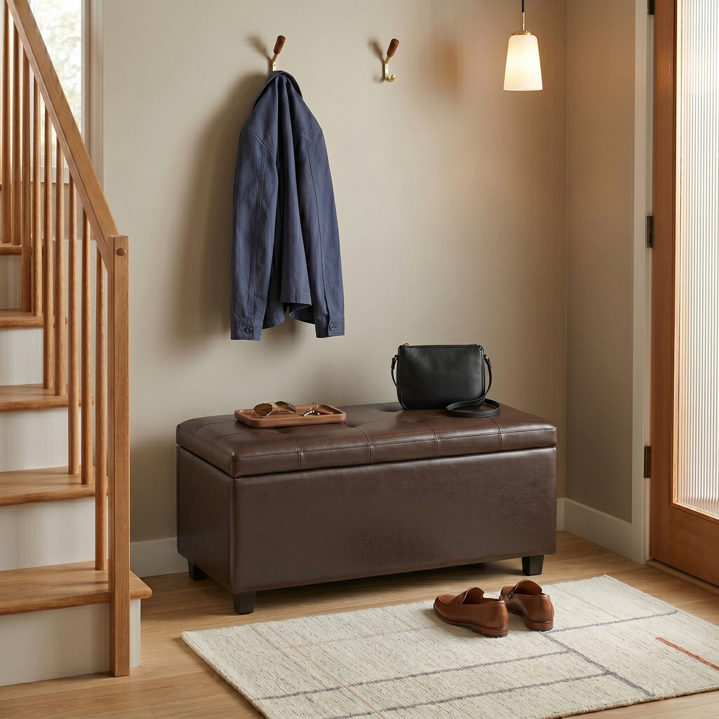 Chocolate Brown Vegan Leather | Cosmopolitan Storage Ottoman in Vegan Leather