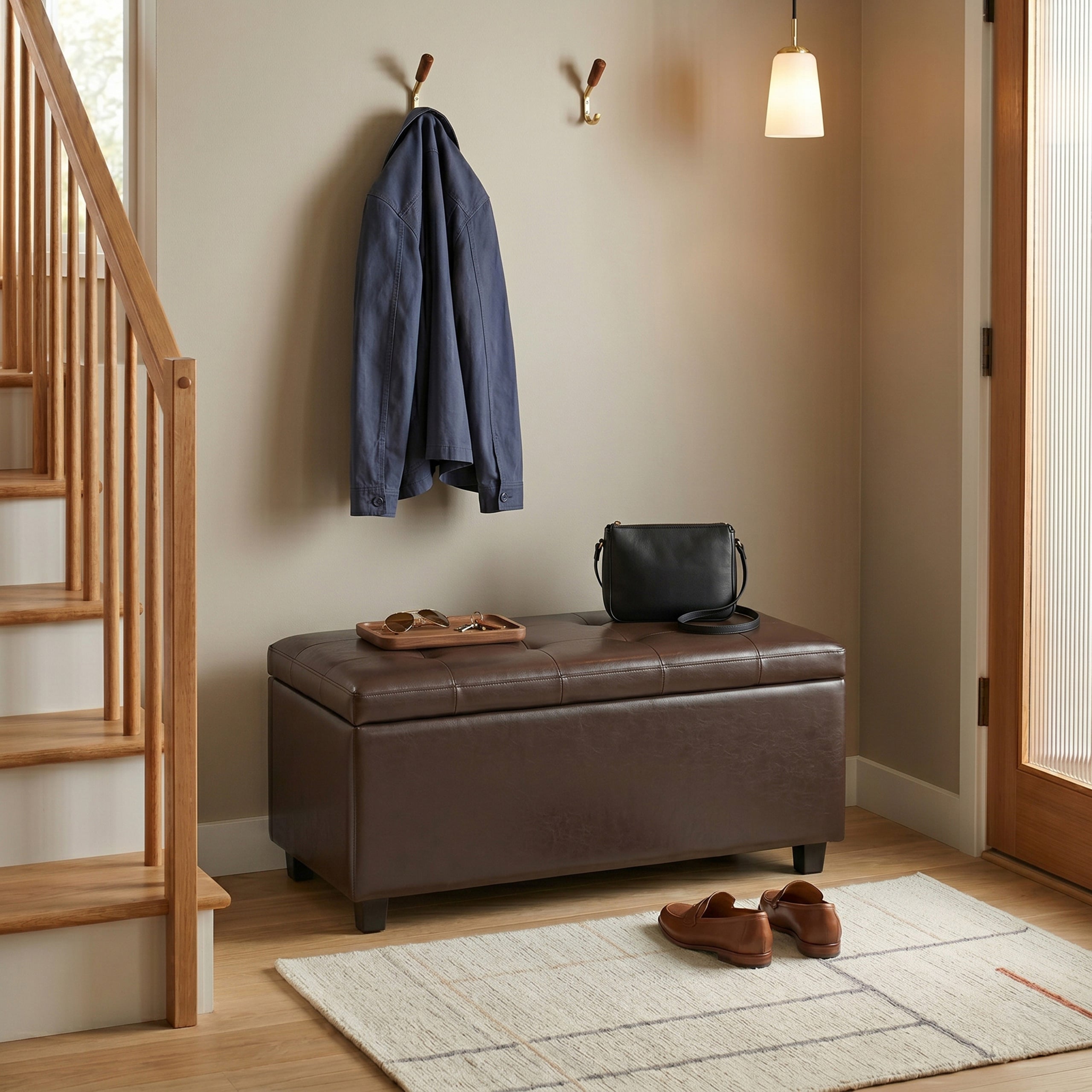 Chocolate Brown Vegan Leather | Cosmopolitan Storage Ottoman in Vegan Leather