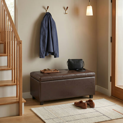 Chocolate Brown Vegan Leather | Cosmopolitan Storage Ottoman in Vegan Leather